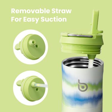 BOTTLE BOTTLE Insulated Stainless Steel Water Bottle 750 ml with Straw, Lid & Handle – Leak-Proof, BPA-Free, Double-Walled – Ideal Water Bottle for Sports, Travel & Fitness (Green) (Mist)