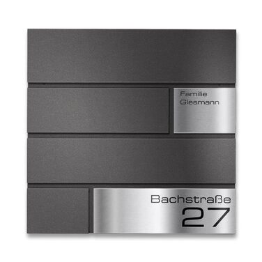 Поштова скринька Metzler G антрацит, порошкове покриття RAL 7016, гравіювання, табличка з нержавіючої сталі, настінний монтаж, 37x37x10.5 см