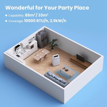 Мобільний кондиціонер Comfee Breezy Cool Pro 2.0, 7000 BTU (2kW), охолодження, вентиляція, осушення, керування через додаток, для приміщень до 68 м³