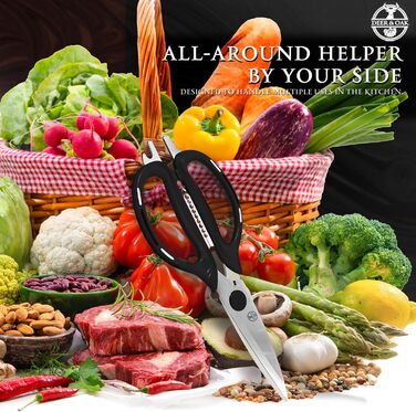 Кухонні ножиці Deer & Oak - екологічні, міцні, гострі (1 шт.) з ручками з переробленої кави