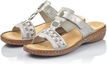 Пантолети Rieker 628M6 сріблясті жіночі Slip-On, розмір 41 EU