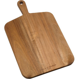 Cole & Mason H722132 Barkway Cutting Board made of Acacia Wood, Medium, Serving Board/Wooden Board/Board with Handle, Not Dishwasher Safe