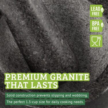 Гранітний ступка з товкачиком – ступка з товкачиком з граніту, Ø 16 см, об'єм 500 мл