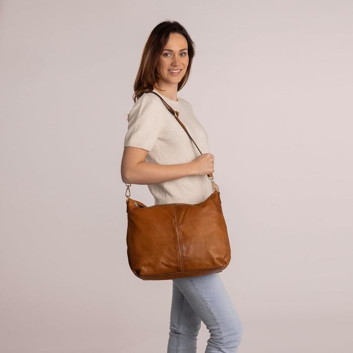 Сумка Gusti Shopper Leder Hannah - жіноча шкіряна сумка-шопер, крос-боді, коричнева