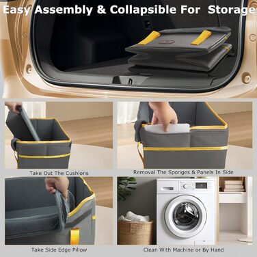 Зручний лежак для собак маленьких порід до 8 кг, стабільний, водовідштовхуючий, складаний з безпечною шлейкою, підходить для передніх та задніх сидінь автомобіля (темно-сірий)