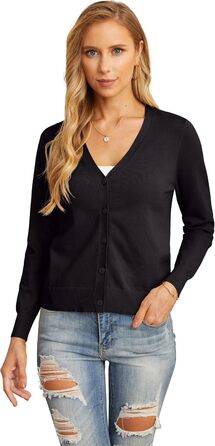 Кардиган жіночий Grecerelle, елегантний, легкий, з V-подібним вирізом, на ґудзиках, чорний, розмір XL