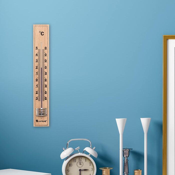 Lantelme 10-Piece Analog Room Thermometer Wood – Classic Thermometer for Indoor and Outdoor Use, Ideal as Kitchen, Bathroom, and Garden Thermometer, Eco-Friendly and Battery-Free