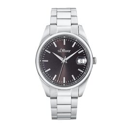 Годинник наручний s.Oliver для чоловіків, кварцовий, аналоговий, з браслетом з нержавіючої сталі, водостійкий 5 bar, у подарунковій коробці з нержавіючої сталі / чорний