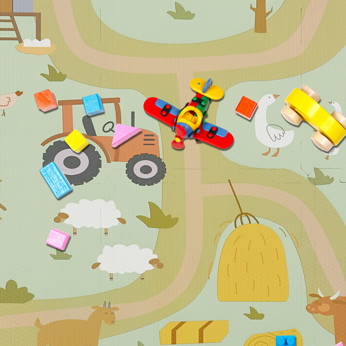 Relaxdays Puzzle Mat Farm
