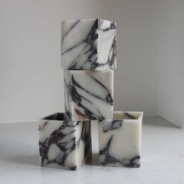 Calacatta Viola Marble Toothbrush Holder for Bathroom, Natural Marble, Makeup Brush Holder, Countertop Organizer