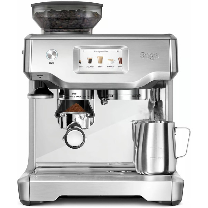 Sage - The Barista Touch - Coffee Machine with Automatic Milk Frother - Brushed Stainless Steel Manual Tamping Brushed Stainless Steel