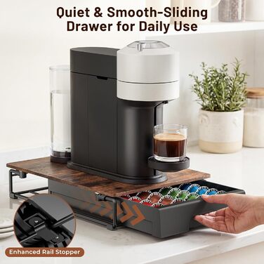 Органайзер для капсул Nespresso VertuoLine EVERIE з дерева, коричневий рустикальний, NP01-WD01