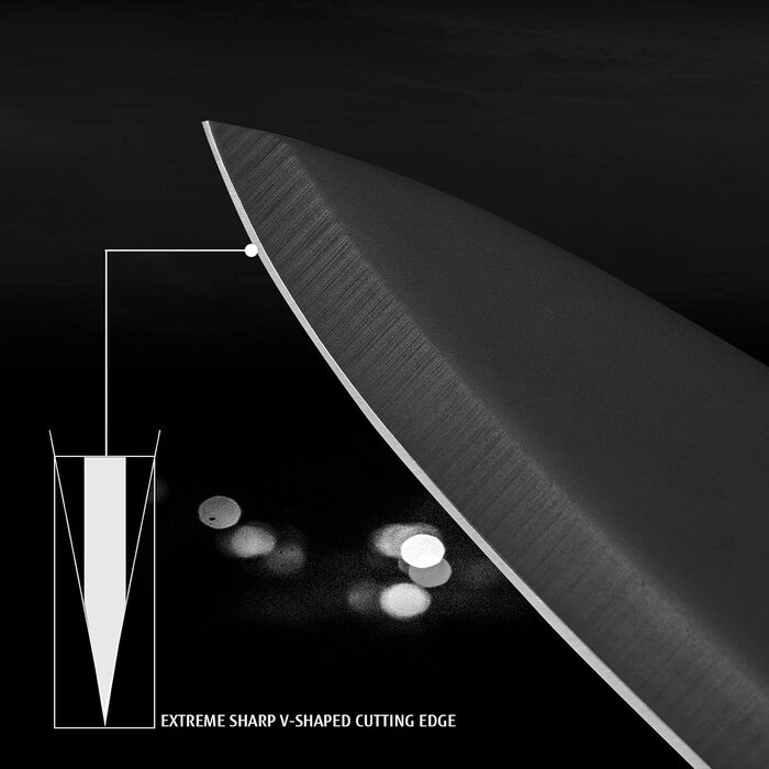 Набір ножів Hecef 6 шт. з захисними піхвами, чорний оксидований, стійкий до подряпин та іржі, антипригарне покриття