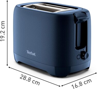 Tefal TT2M14 Morning Toaster | Two-Slot | Elegant Design | Bun Warmer | 7 Browning Levels | Extra-Wide Slots | Stop Function | Wanted Blue