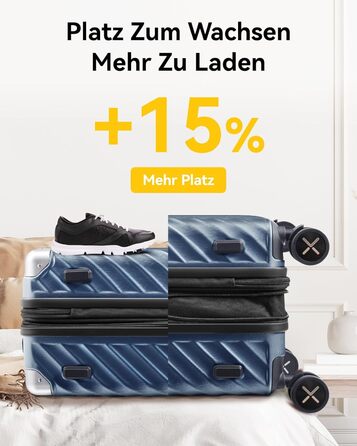 LUGGEX Carry-on Suitcase Hard Shell with Wheels - Expandable to 38L - Robust Polycarbonate for Stress-Free Travel (Navy Blue)