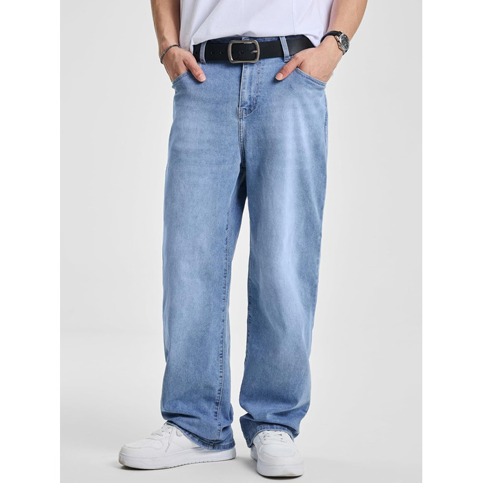 Джинси чоловічі JMIERR Baggy широкі, еластичні, вінтаж Y2K, блакитні XL