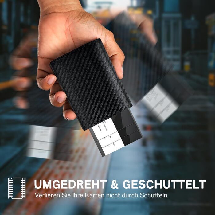 Чоловіче шкіряне портмоне IceReco з RFID захистом: картхолдер, гаманець, міні-портмоне з відділенням для монет (чорний, карбон)