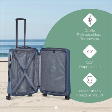 Чохол-валіза Travelite Bali 67 см, 65 літрів, блакитний. Валіза з ABS-пластику з TSA-замком. Розмір M