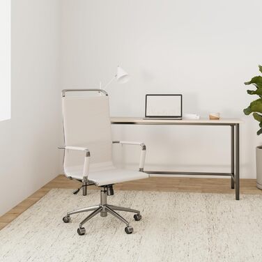 Офісне крісло Batley від CLP: регульована висота, хромоване шасі, штучна шкіра, білий колір