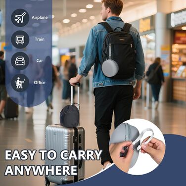 Подушка для шиї у літак, доросла, регульована, з піною з пам'яті, ергономічний дизайн, з чохлом, маскою для очей та навушниками