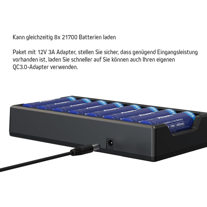 Зарядний пристрій Xtar VC8 Plus для 8 акумуляторів Li-Ion та NiMH з LCD-дисплеєм, EU