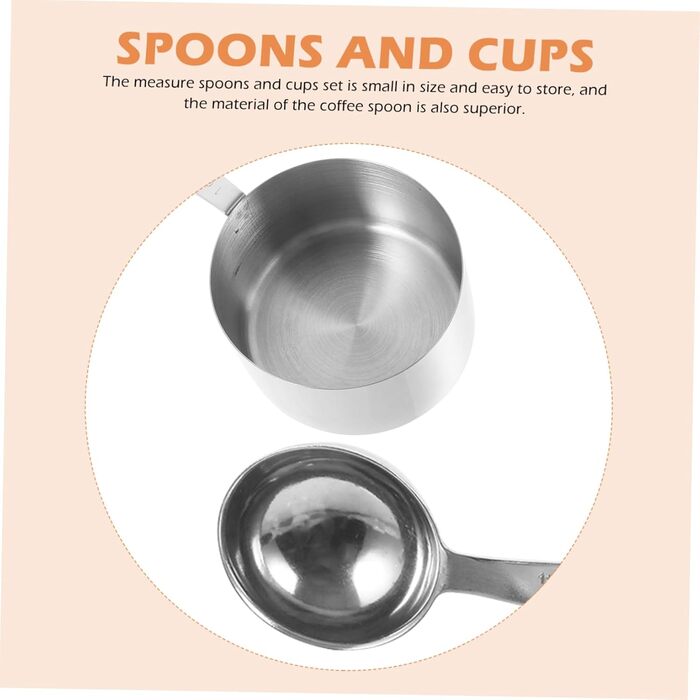 Cabilock 1 Set Stainless Steel Measuring Spoons Coffee Cups with Lid Teaspoons Pantry Cup Measuring Dry Measuring Cups Measuring Table Measuring Cups Utensil Gadgets Silica Gel