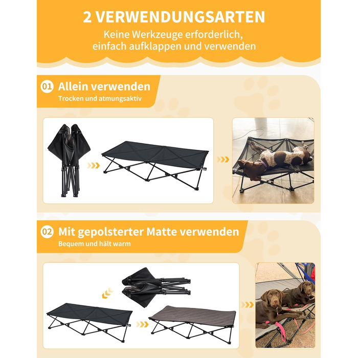 Лежанка для собак KingCamp - зручна та портативна, 57x57x23 см. Зручна для відпочинку вдома та на природі. Матеріал: дихаюча сітка та замша.