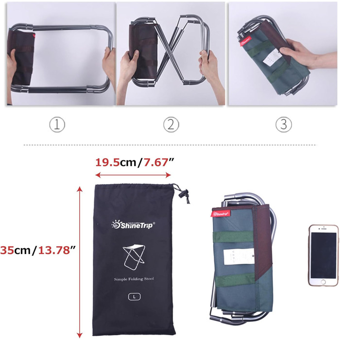 Складний стільчик для кемпінгу Azarxis: легкий, портативний, для риболовлі, піших прогулянок, відпочинку на дачі та барбекю. У комплекті сумка. Колір: коричневий