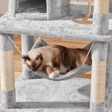 Котячий будиночок Yaheetech XL з когтеточкою, сірий, 179 см