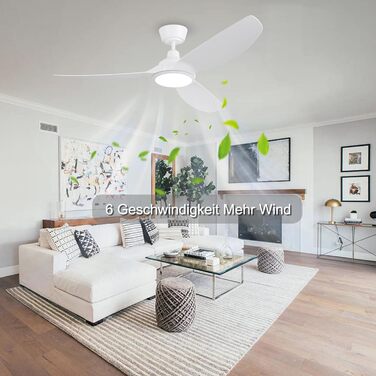 Ovlaim Стеляний вентилятор з підсвіткою та пультом дистанційного керування, Smart вентилятор, зимовий режим, DC мотор, сумісний з Alexa/Google Home, 142см (стійка, сяючий білий)