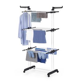 Складаний сушильний стійка EASYmaxx з 3 рівнями, чорний/білий | Компактна, мобільна сушарка для одягу в приміщенні та на вулиці