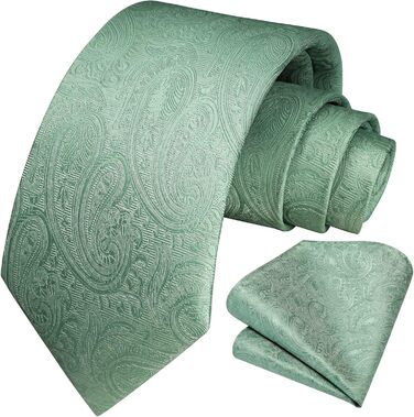 Краватка та нагрудна хустинка для весілля HISDERN, Пазлі, жаккард, різні кольори (K-grün-2)