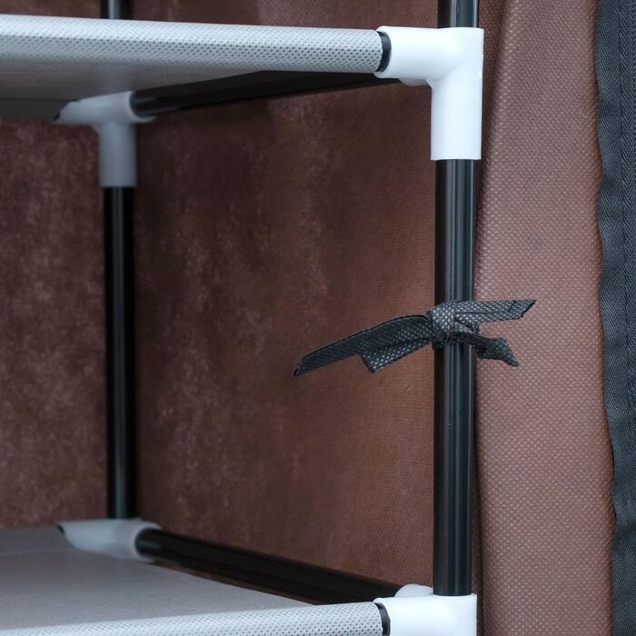 INTIRILIFE Folding Wardrobe 170x58x28 cm - with Zipper Fabric Wardrobe, Clothes Closet, Shoe Rack with 9 Storage Compartments - Camping Storage Box, Textile Wardrobe (Cocoa Brown)