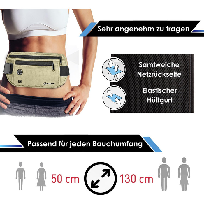 Чоловіча та жіноча бананка - ультратонкий дизайн - для телефонів до 7 дюймів - поясна сумка для спорту, подорожей та бігу (Бежева)