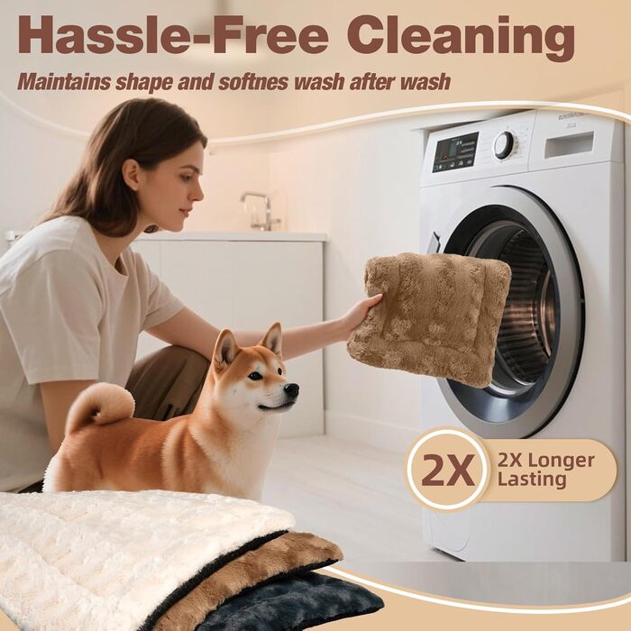 М'яка лежанка для собак Mora Pets: тепла, миюча, нековзна, 74 x 46 см (XXL 104 x 69 см, коричнева)