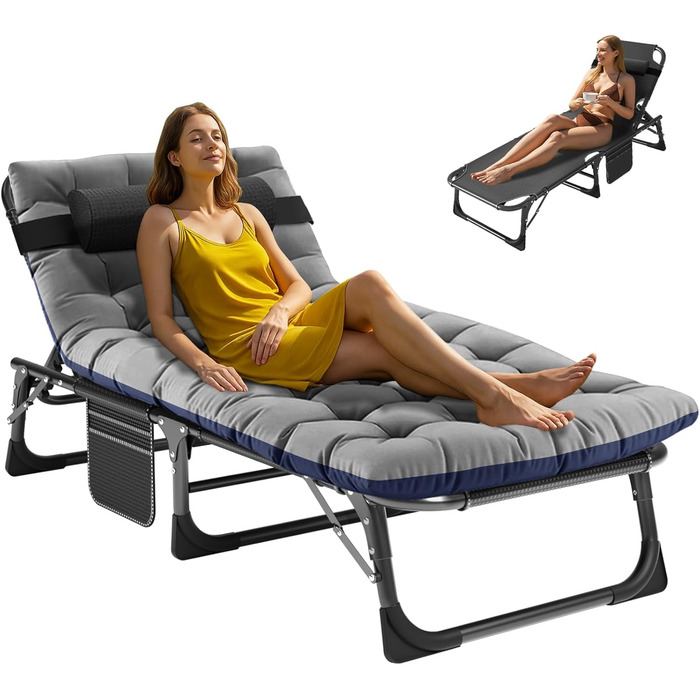 Зікбітюті Фельдбет (ліжко для відпочинку) розкладне з матрацом, 200 кг, для гостей, кемпінгу, 1200D Oxford, 190×71×36 см, дорослих, з сумкою, для відпочинку на природі, вдома, в саду, кемпінгу (сірий)