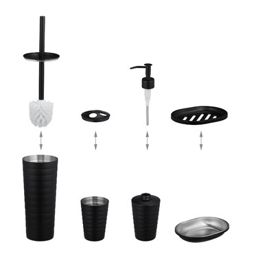 Relaxdays 5-Piece Bathroom Set Stainless Steel Black