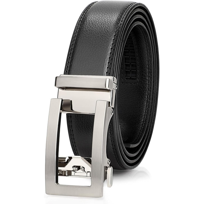 Чоловічий шкіряний ремінь JasGood з автоматичною застібкою, регульований, без отворів, ширина 35 мм, чорний, 130 см (підходить для обхвату талії 101-115 см)