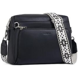 Сумка жіноча через плече MUIIKOLA кросбоді, екошкіра, чорна. Регульований ремінець.