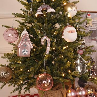 Набір прикрас на ялинку Alupssuc 65 шт. - ялинкові кулі, 4-14 см, пластик, для ялинки, святкування, вечірки, білий, золотий, біло-золотий (Macaron)