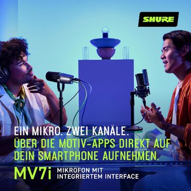 Мікрофон Shure MV7+ для подкастів, стрімінгу та запису – білий. USB/XLR, LED-сенсор, автоматичне регулювання рівня, цифровий поп-фільтр, ефекти реверберації.