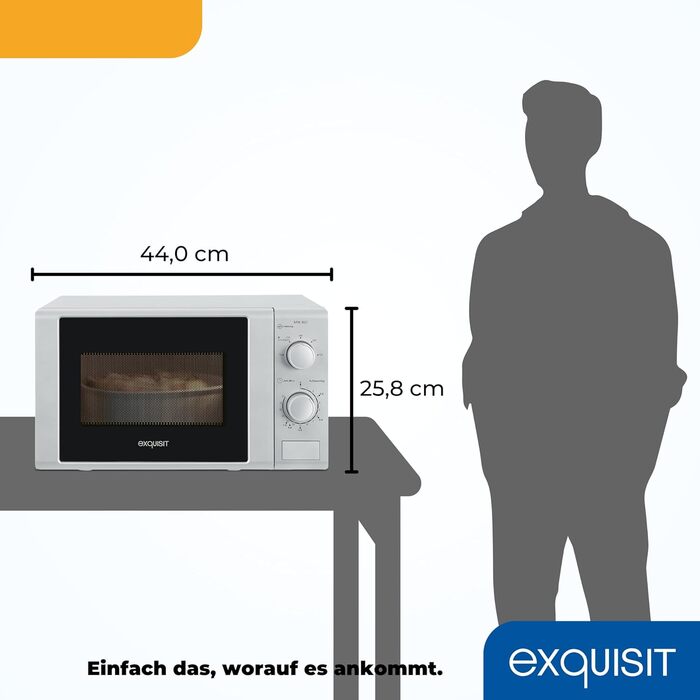 Мікрохвильова піч Exquisit MW 802 срібна 20L, 700W, 5 рівнів потужності, таймер, функція розморожування