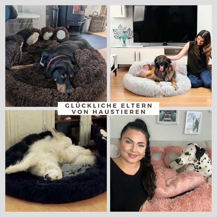 pfoten&nasen® Bear Paw Dog Bed [Pink, M - 75cm] For Medium-Sized Dogs, Washable Dog Bed, Donut Dog Bed, Round Dog Bed, Fluffy Dog Bed, Dog Bed, Donut Dog Bed.