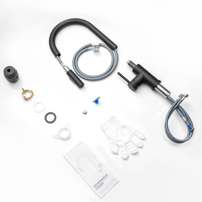 Кран кухонний CECIPA SOFETIY SERIE, чорний, з висувною лійкою, 360° поворот, нержавіюча сталь, двофункціональний