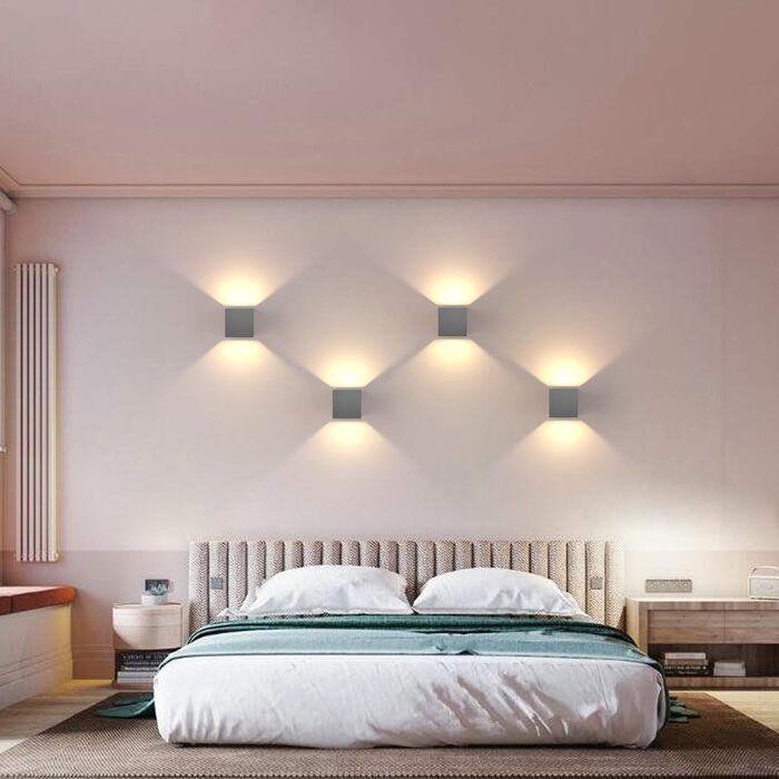 LED-стінні світильники Klighten 2 шт. 12W, регульований світловий промінь, тепле світло 3000K, IP65, для дому та саду, антрацит