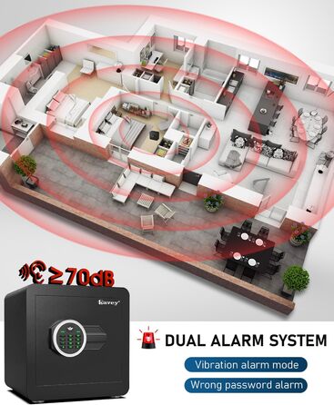 Сейф Kavey Safe Tresor: цифровий замок, подвійний захист, LED-підсвічування, 32L