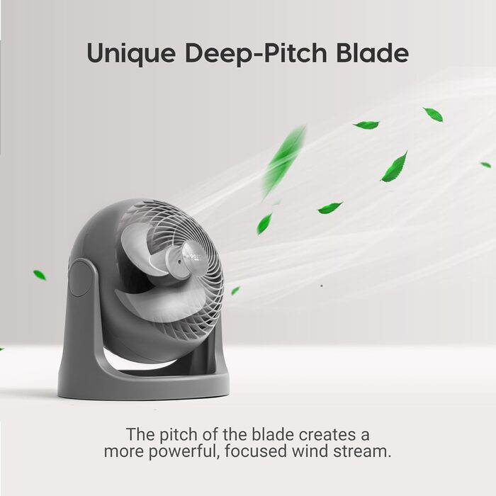 Вентилятор Iris Ohyama Woozoo: тиха кімнатна модель, 33 м², 3 швидкості, осциляція, портативний, Made in Europe (сірий)