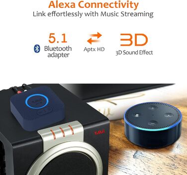 1Mii B06HD Bluetooth 5.1 Аудіоприймач: HiFi, aptX HD, Low Latency, 3.5mm/Cinch, 15 годин роботи