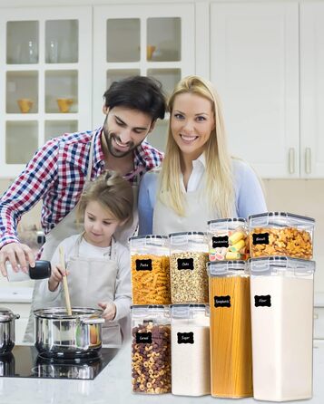 Набір контейнерів для зберігання Heucheey 25 шт. - Органайзер для кухні, контейнери для продуктів з кришкою, набір для зберігання з мірною ложкою, маркувальником, наклейками, щіткою