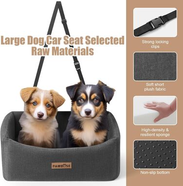 Автокрісло для собак середніх порід до 15 кг з ременем безпеки, знімне та миється (сірий)